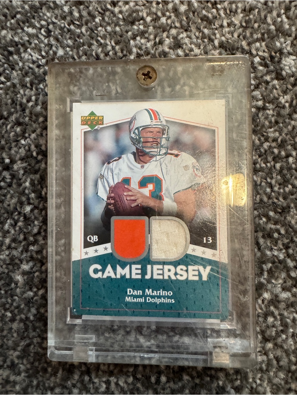 Dan Marino Game Jersey Football Card - Teal, Orange, White